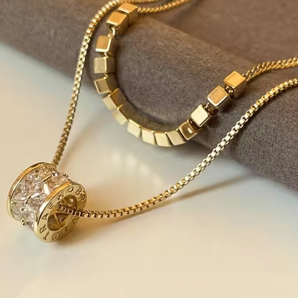18K Gold Stainless Steel Double Layered Necklace - Picture 1 of 2